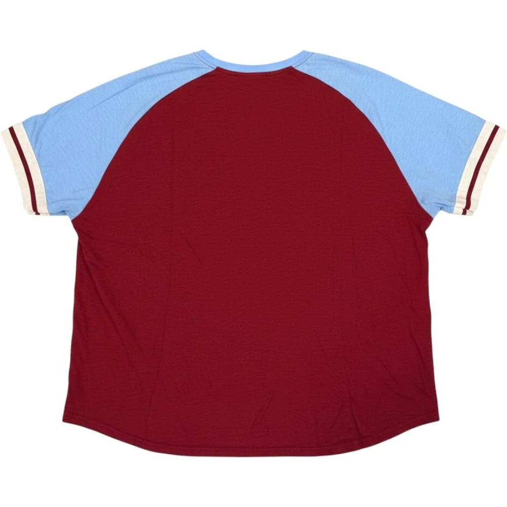 Mitchell & Ness Phillies Henley Shirt Mens 4XL Maroon Blue Cooperstown Slub Knit